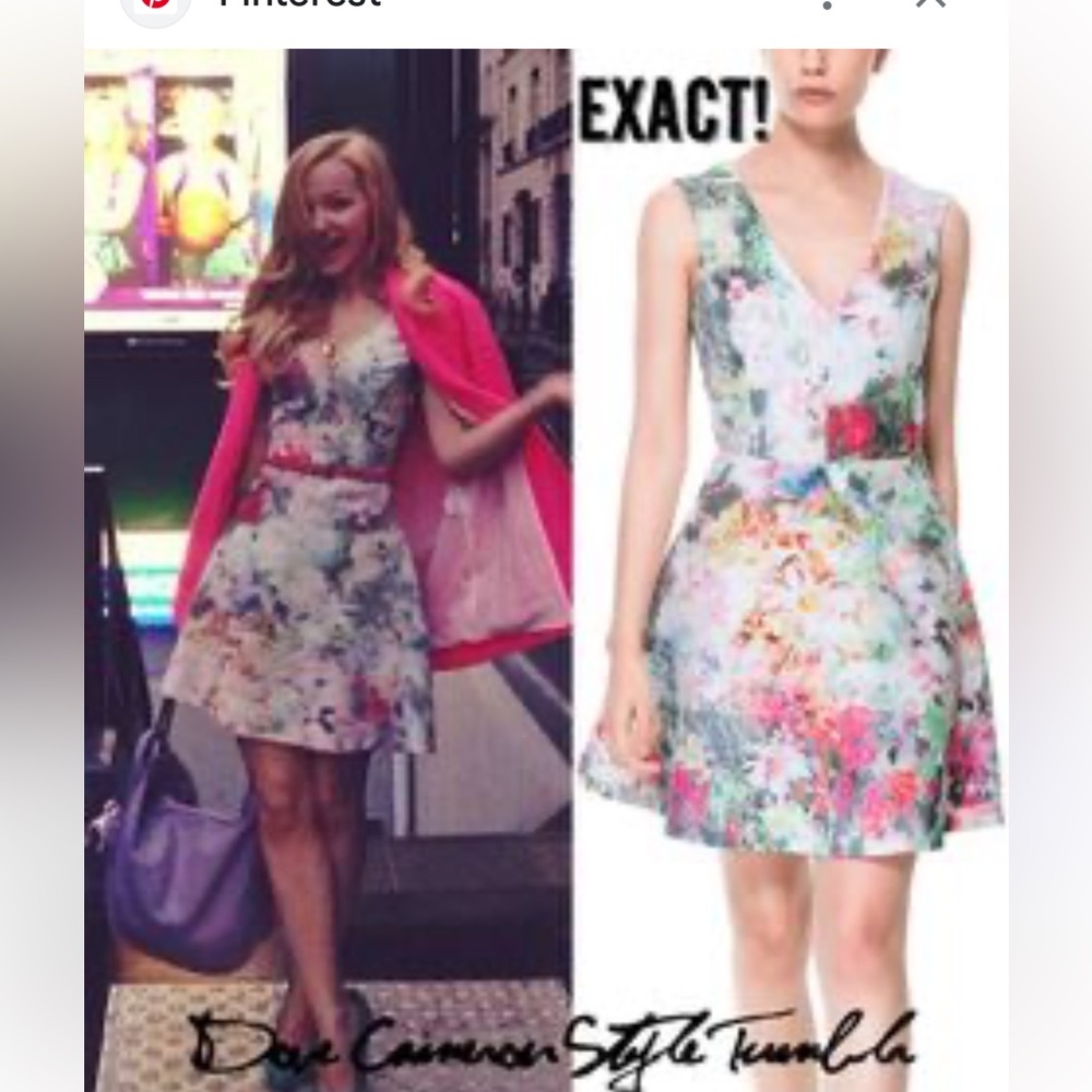 Zara Watercolor Mini Cut Out Sleeveless Dress. Size XS